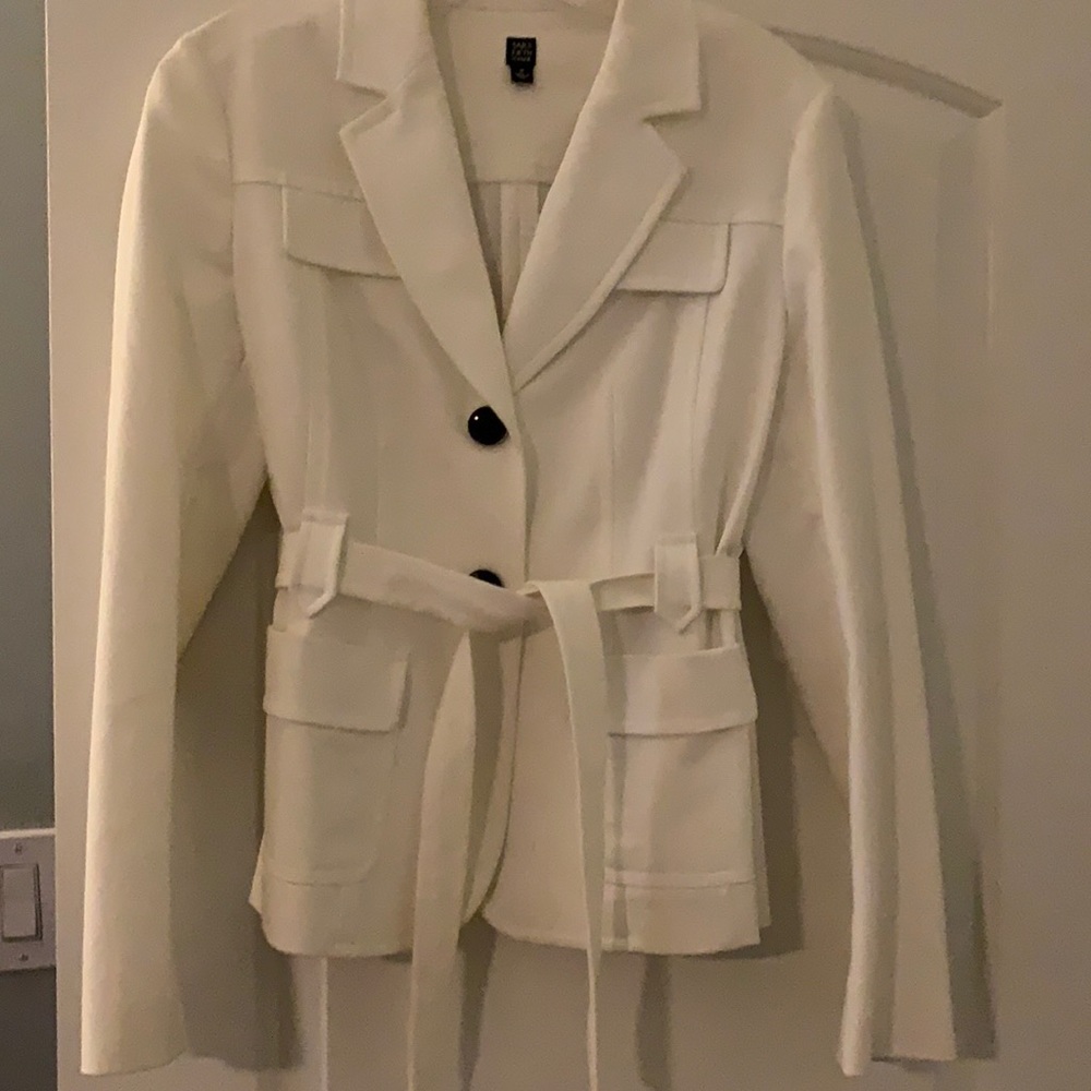 Saks white trench jacket